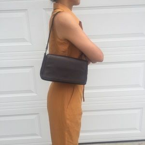 Kenneth Cole Chocolate Brown Leather Under the Shoulder  Baquette Bag